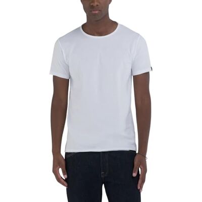 Replay Basic T-shirt för män, normal passform med rund hals, 001 vit, S Replay Basic T-shirt för män, normal passform med rund hals, 001 vit, S