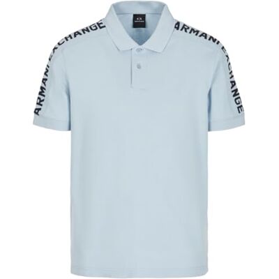Giorgio Armani Kortärmad jacquardlogotyp för män, av celestial, blå, S, Himmelsk blå, S Giorgio Armani Kortärmad jacquardlogotyp för män, av celestial, blå, S, Himmelsk blå, S