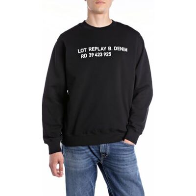 Replay herr sweatshirt, 098 svart, XL Replay herr sweatshirt, 098 svart, XL