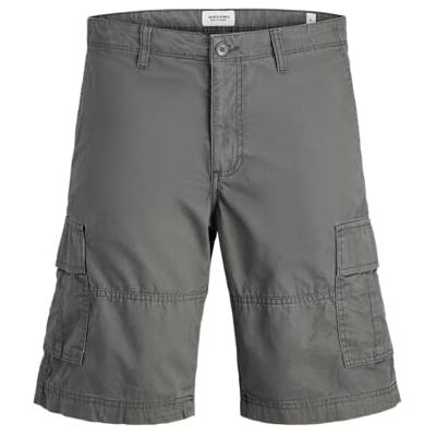 JACK & JONES Cargoshorts för män plus storlek avslappnad passform cargoshorts, Slottsklippa, 48 JACK & JONES Cargoshorts för män plus storlek avslappnad passform cargoshorts, Slottsklippa, 48