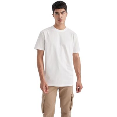DeFacto Basic T-shirt för män – klassisk t-shirt för män, Vit, M DeFacto Basic T-shirt för män – klassisk t-shirt för män, Vit, M