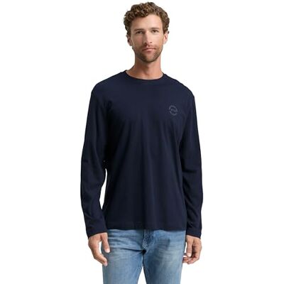 TOM TAILOR Långärmad T-shirt för män, 10668 – himmelskaptensblå, L TOM TAILOR Långärmad T-shirt för män, 10668 – himmelskaptensblå, L