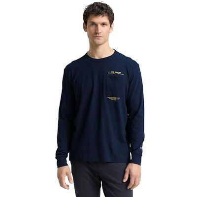 TOM TAILOR Långärmad T-shirt för män, 16692 – marinblå injected, L TOM TAILOR Långärmad T-shirt för män, 16692 – marinblå injected, L