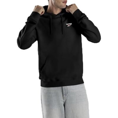Reebok Herr Id Small Logo French Terry Hoodie Sweatshirt med huva, svart, XL Reebok Herr Id Small Logo French Terry Hoodie Sweatshirt med huva, svart, XL
