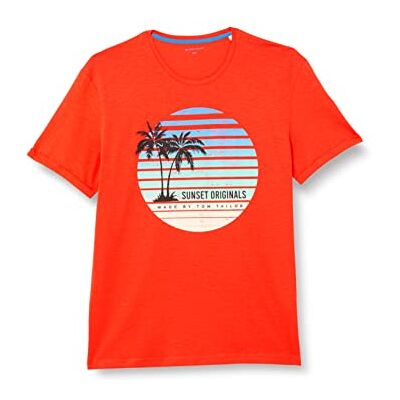 TOM TAILOR Herr T-shirt med sommartryck 1031583, 10524 Grenadine Red, XXS TOM TAILOR Herr T-shirt med sommartryck 1031583, 10524 Grenadine Red, XXS