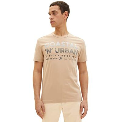 TOM TAILOR Herr T-shirt 1035541, 21849 Caramel Beige, S TOM TAILOR Herr T-shirt 1035541, 21849 Caramel Beige, S