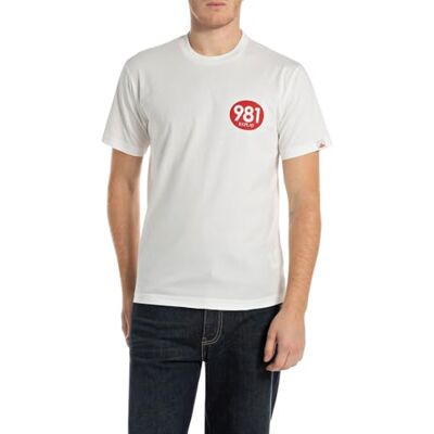 Replay T-shirt för män normal passform av bomull, 011 Naturligt vitt, S Replay T-shirt för män normal passform av bomull, 011 Naturligt vitt, S