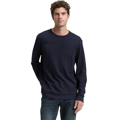 TOM TAILOR Långärmad T-shirt för män, 10668 – himmelskaptensblå, L TOM TAILOR Långärmad T-shirt för män, 10668 – himmelskaptensblå, L