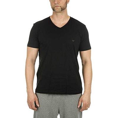 Giorgio Armani herr Pyjamas topp 2-pack T-shirt ren bomull, Svart, M Giorgio Armani herr Pyjamas topp 2-pack T-shirt ren bomull, Svart, M