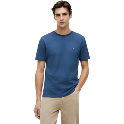 Tommy Hilfiger Kortärmad T-shirt för män, Blå (Aegean Sea), XS Tommy Hilfiger Kortärmad T-shirt för män, Blå (Aegean Sea), XS
