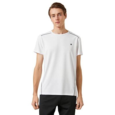 Koton Herr Sport Strip Tryckt Detailed Crew Neck T-shirt, Vit (000), XXL Koton Herr Sport Strip Tryckt Detailed Crew Neck T-shirt, Vit (000), XXL