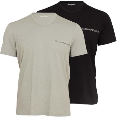 Giorgio Armani mäns CORE logotypband 2-pack v-ringad t-shirt svart L Giorgio Armani mäns CORE logotypband 2-pack v-ringad t-shirt svart L