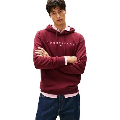 Tommy Jeans Herr TJM REG LINEAR LOGO HOODIE EXT DM0DM20746, röd, XS, Rött (rött vin multi), XS Tommy Jeans Herr TJM REG LINEAR LOGO HOODIE EXT DM0DM20746, röd, XS, Rött (rött vin multi), XS