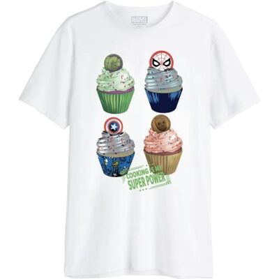 Marvel T-shirt herr, Vitt och blått, M Marvel T-shirt herr, Vitt och blått, M