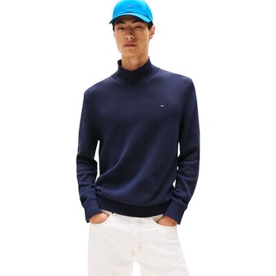 Tommy Jeans herr TJM Slim ESS ROLL NCK Sweat DM0DM22096, blå, XXL, Blå (mörk natt marinblå), XXL Tommy Jeans herr TJM Slim ESS ROLL NCK Sweat DM0DM22096, blå, XXL, Blå (mörk natt marinblå), XXL