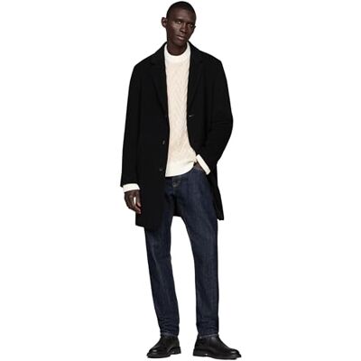 Tommy Hilfiger Herr DC WOOL MIX COAT MW0MW36611, enkelknäppt rock, svart, XXXL, svart (svart), 3XL stor Tommy Hilfiger Herr DC WOOL MIX COAT MW0MW36611, enkelknäppt rock, svart, XXXL, svart (svart), 3XL stor