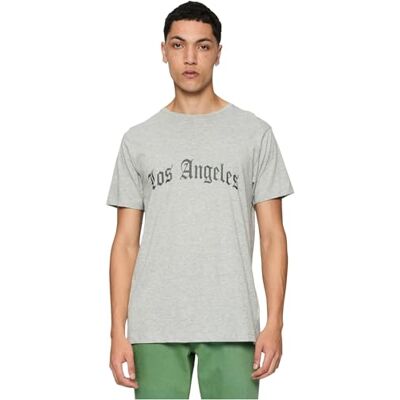 herr Los Angeles Wording Tee M Heather Grey, Grå ljung, M herr Los Angeles Wording Tee M Heather Grey, Grå ljung, M