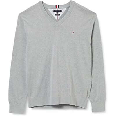 Tommy Hilfiger Herrtröja med V-ringning snygg, Grå (Medium Grey Heather), XXL Tommy Hilfiger Herrtröja med V-ringning snygg, Grå (Medium Grey Heather), XXL
