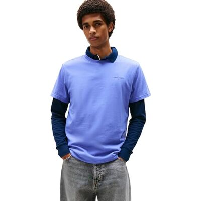 Tommy Jeans herr TJM smal linjär bröst T-tröja EXT DM0DM21780, blå, XXL, Blå (mjuk safir), XXL Tommy Jeans herr TJM smal linjär bröst T-tröja EXT DM0DM21780, blå, XXL, Blå (mjuk safir), XXL