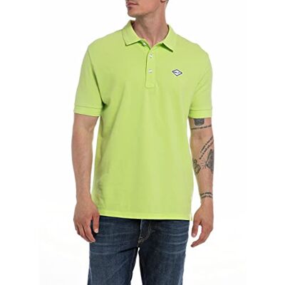 Replay Pikétröja för män, kortärmad, klassisk, Lime Green 732, XS Replay Pikétröja för män, kortärmad, klassisk, Lime Green 732, XS