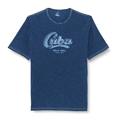 Pioneer T-shirt för män med rund hals, Indigo tvättad, S Pioneer T-shirt för män med rund hals, Indigo tvättad, S