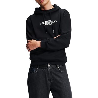 KARL LAGERFELD JEANS , Herr, Huvttröa Med Foillogo, Vanlig Passform, Svart, L KARL LAGERFELD JEANS , Herr, Huvttröa Med Foillogo, Vanlig Passform, Svart, L