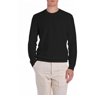 Replay herr regular fit tröja med rund hals av bomull, 098 svart, XXL Replay herr regular fit tröja med rund hals av bomull, 098 svart, XXL