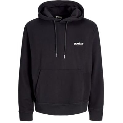 JACK & JONES Jcounion Print Sweat Hood Noos, svart, XS JACK & JONES Jcounion Print Sweat Hood Noos, svart, XS