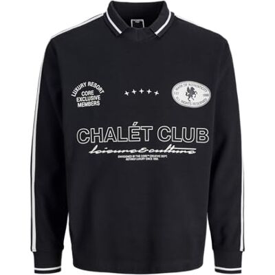 JACK & JONES Jcophase strukturerad fotboll sweatshirt, svart, XS JACK & JONES Jcophase strukturerad fotboll sweatshirt, svart, XS