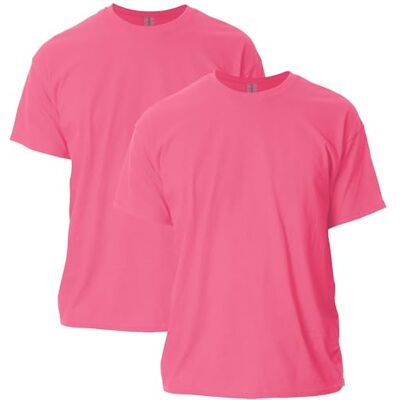 Gildan T-shirt för män (förpackning med 2), Säkerhet rosa, M Gildan T-shirt för män (förpackning med 2), Säkerhet rosa, M
