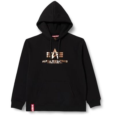Alpha Industries Basic Hoody B&T Huvtröja för män Black/Gold Alpha Industries Basic Hoody B&T Huvtröja för män Black/Gold