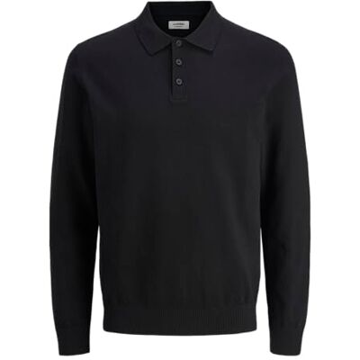 JJ REBEL Jrebcallum Knit Polo Neck Ls, svart, L JJ REBEL Jrebcallum Knit Polo Neck Ls, svart, L