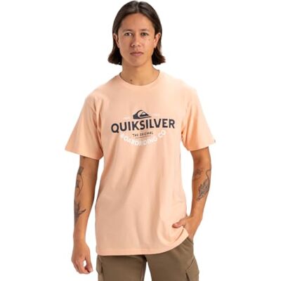 Quiksilver Typed Out SS T-shirt herr, Perfekt persika, XS Quiksilver Typed Out SS T-shirt herr, Perfekt persika, XS