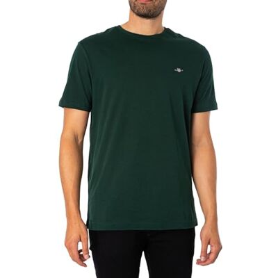 GANT Reg Shield Ss T-shirt för män, Tartan grön, XL GANT Reg Shield Ss T-shirt för män, Tartan grön, XL