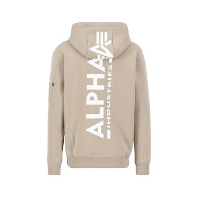 Alpha Industries Hoodie Med Dragkedja Och Ryggtryck För Män Vintage Sand Alpha Industries Hoodie Med Dragkedja Och Ryggtryck För Män Vintage Sand