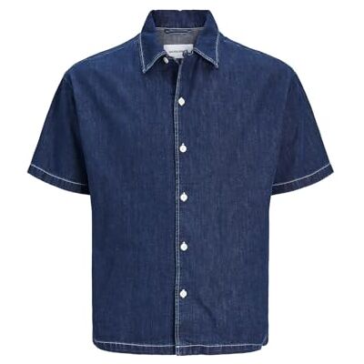 JACK & JONES JJIPALMA JJRESORT skjorta S/S WI 871, Blå denim, M JACK & JONES JJIPALMA JJRESORT skjorta S/S WI 871, Blå denim, M