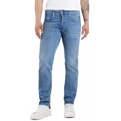 Replay Slim fit Jeans Anbass Touch kollektion, 009 medium blå, 31W / 32L Replay Slim fit Jeans Anbass Touch kollektion, 009 medium blå, 31W / 32L