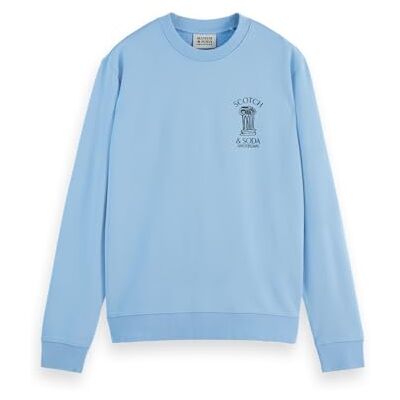 Scotch & Soda Left Chest Artwork Crew neck sweatshirt, Vårblå, L Scotch & Soda Left Chest Artwork Crew neck sweatshirt, Vårblå, L