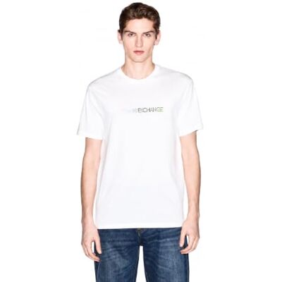 Giorgio Armani Men's 3D broderad flerfärgad logo t-shirt, off vit, XL Giorgio Armani Men's 3D broderad flerfärgad logo t-shirt, off vit, XL