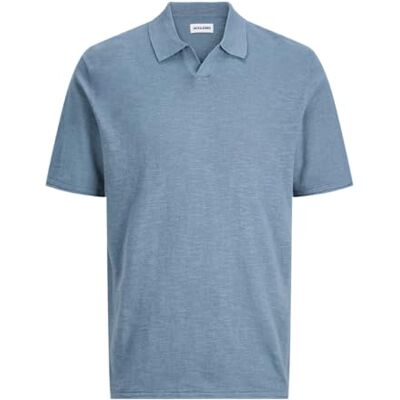 JACK & JONES Jjkane Slub stickad delad hals polo pls – plus size, Blå Mirage, 3XL JACK & JONES Jjkane Slub stickad delad hals polo pls – plus size, Blå Mirage, 3XL