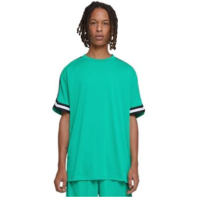 Urban Classics T-shirt för män överdimensionerade ränder i mesh, Ferngreen, XL Urban Classics T-shirt för män överdimensionerade ränder i mesh, Ferngreen, XL