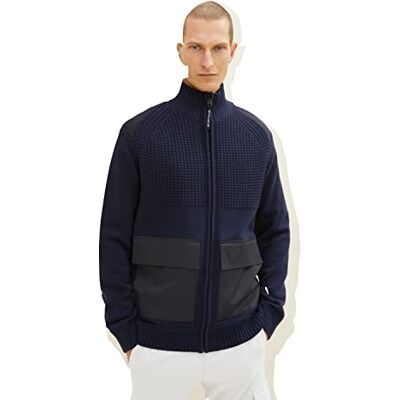 TOM TAILOR Herr kofta med teddypäls 1033530, 13160 Knitted Navy Melange, S TOM TAILOR Herr kofta med teddypäls 1033530, 13160 Knitted Navy Melange, S