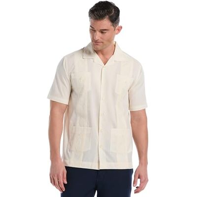 Cubavera Mäns läger krage broderad Guayabera skjorta, Elfenben, XXL Cubavera Mäns läger krage broderad Guayabera skjorta, Elfenben, XXL