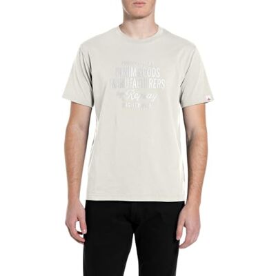 Replay T-shirt för män normal passform av bomull, 985 moln, XL Replay T-shirt för män normal passform av bomull, 985 moln, XL