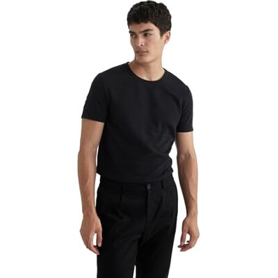 DeFacto Basic T-shirt för män – klassisk t-shirt för män, svart, S DeFacto Basic T-shirt för män – klassisk t-shirt för män, svart, S