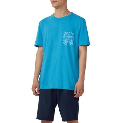 s.Oliver Melerad T-shirt i bomullsblandning med konstverk, Turkos, XL s.Oliver Melerad T-shirt i bomullsblandning med konstverk, Turkos, XL