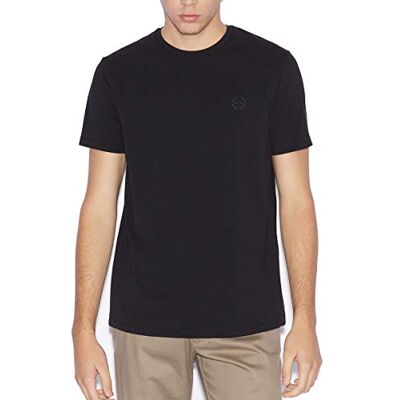 Giorgio Armani Pima rund hals T-shirt för män, svart, M Giorgio Armani Pima rund hals T-shirt för män, svart, M