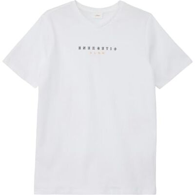 s.Oliver Pojkar t-shirt med tryck fram, Vit 0100, S s.Oliver Pojkar t-shirt med tryck fram, Vit 0100, S