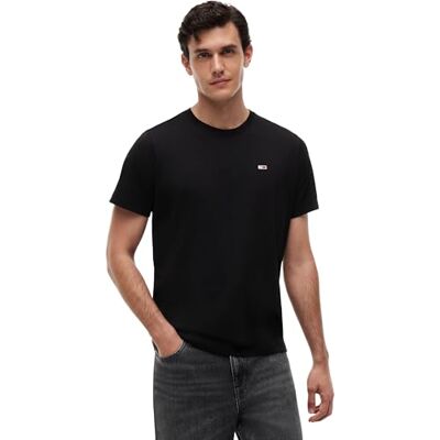 Tommy Jeans Herr TJM Classic Jersey C Neck S/S stickade toppar, Svart, XXL Tommy Jeans Herr TJM Classic Jersey C Neck S/S stickade toppar, Svart, XXL