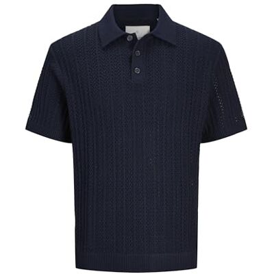 JACK & JONES Jprccjoel Knit Polo Ss Sn, natthimmel, L JACK & JONES Jprccjoel Knit Polo Ss Sn, natthimmel, L